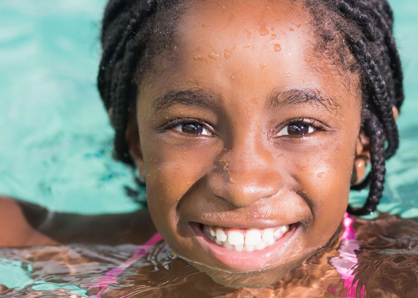 girl in swimming pool