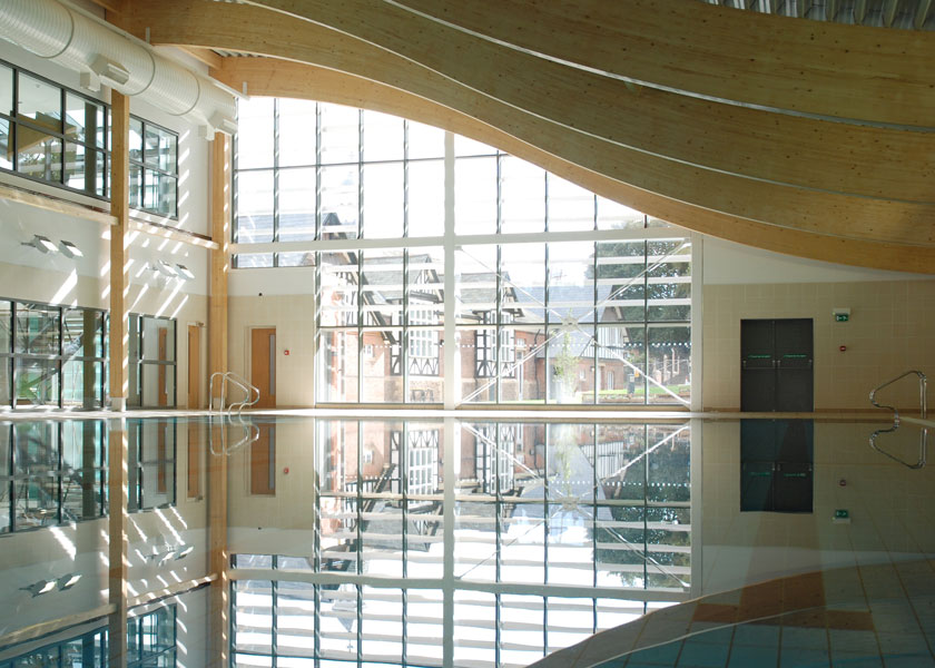 Calm swimming pool at Malvern College sports complex