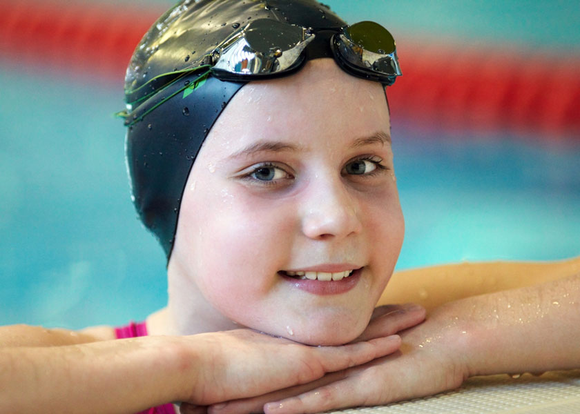 Girl in swim cap 