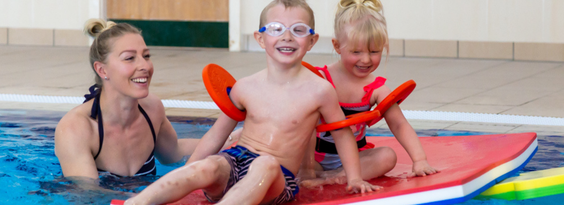 family swimming